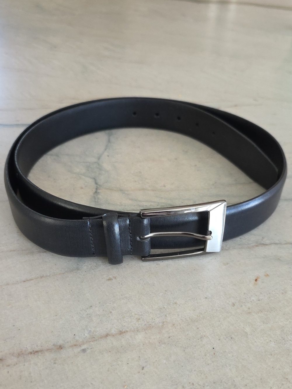 Unlisted Black Leather Belt with Silver Buckle